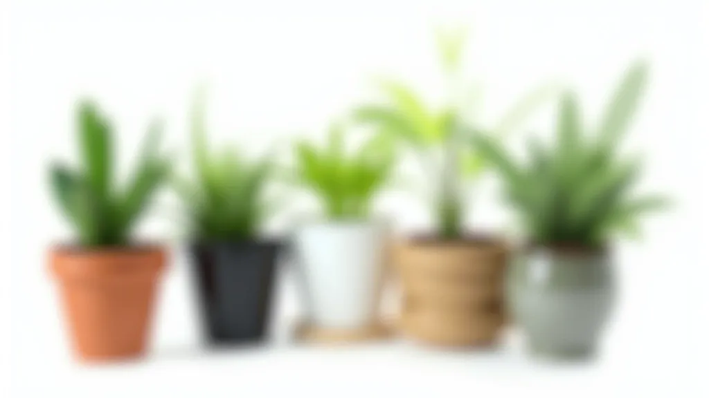 Selection of different pot types including terracotta, ceramic, plastic, and fabric pots arranged together
